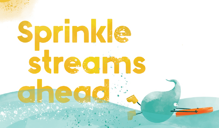 Cover of picture book 'Sprinkle streams ahead'.