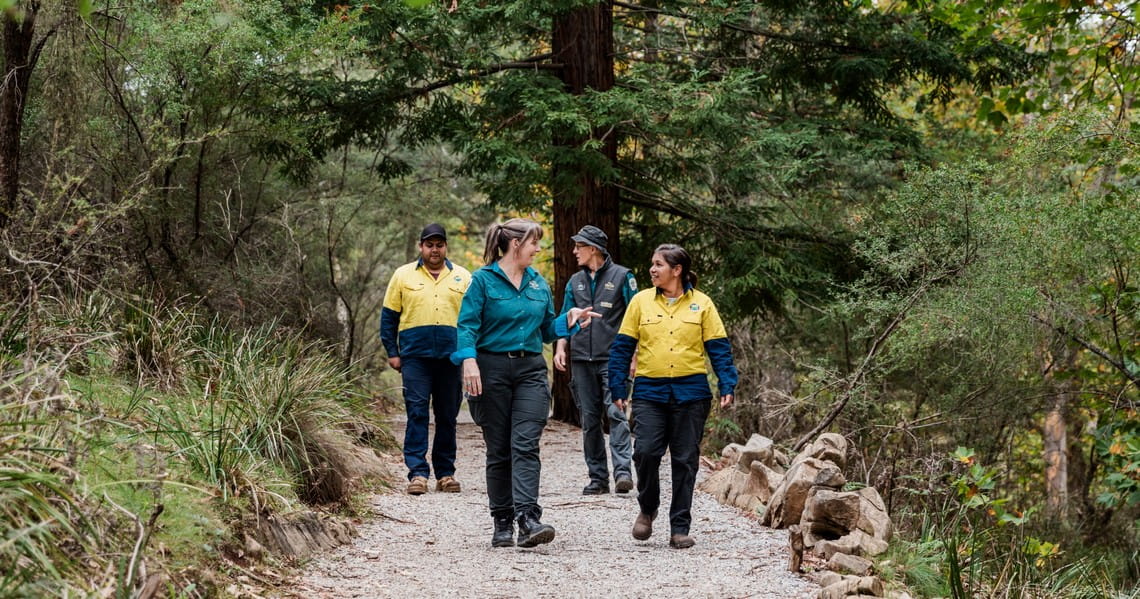 Buchan Caves Reserve joint management - Parks Victoria and GLaWAC rangers in park 