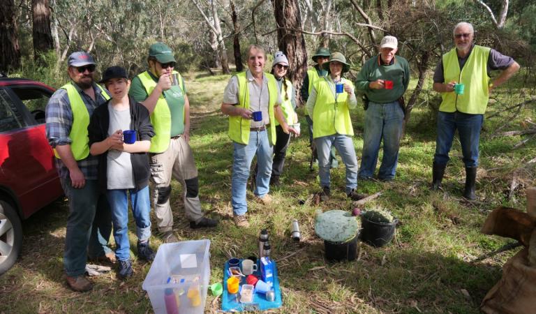Terry Lane (centre) and other members of the Friends of Organ Pipes National Park