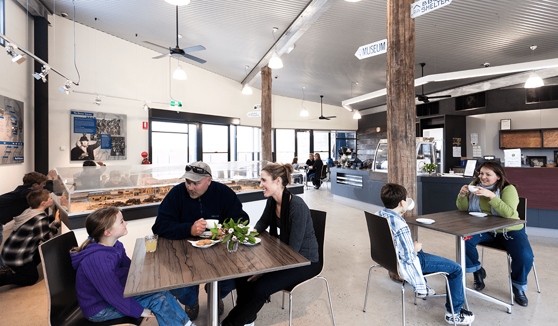 Patrons enjoy coffee and food in the Wongthaggi State Coal Mine cafe