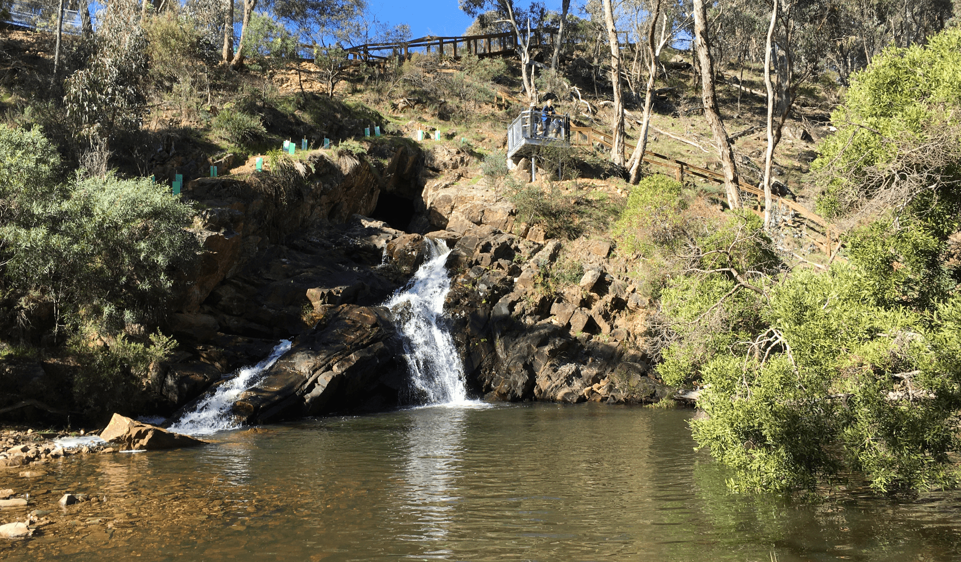 An amazing site after winter rains, The Blowhole in Hepburn Regional Park is a relic of the 1800's goldrush where miners diverted the original course of Sailors Creek