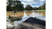 The car park at Yarra Valley Parklands is submerged in floodwaters