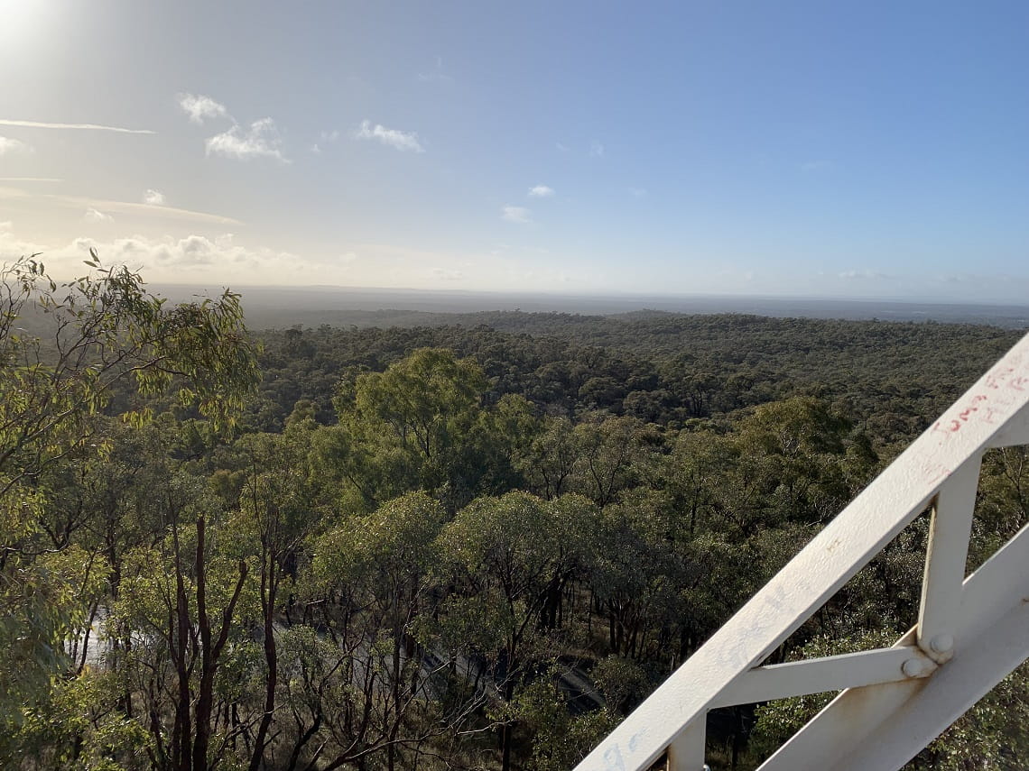 View from One Tree Hill lookout in Greater Bendigo National Park