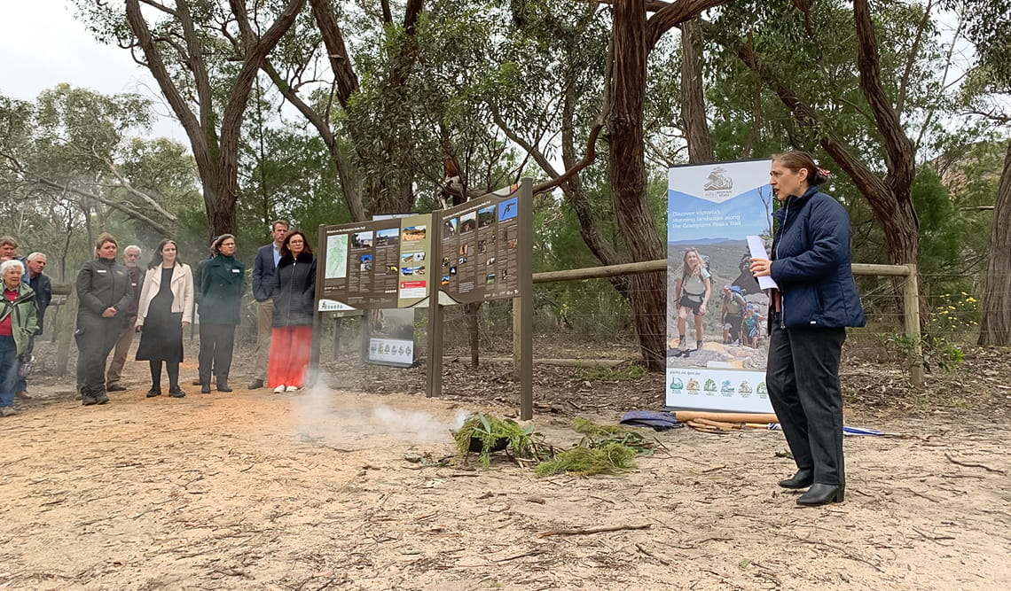 The Hon. Lily D’Ambrosio, Minister for Energy, the Environment and Climate Change opens The Grampians Peaks Trail
