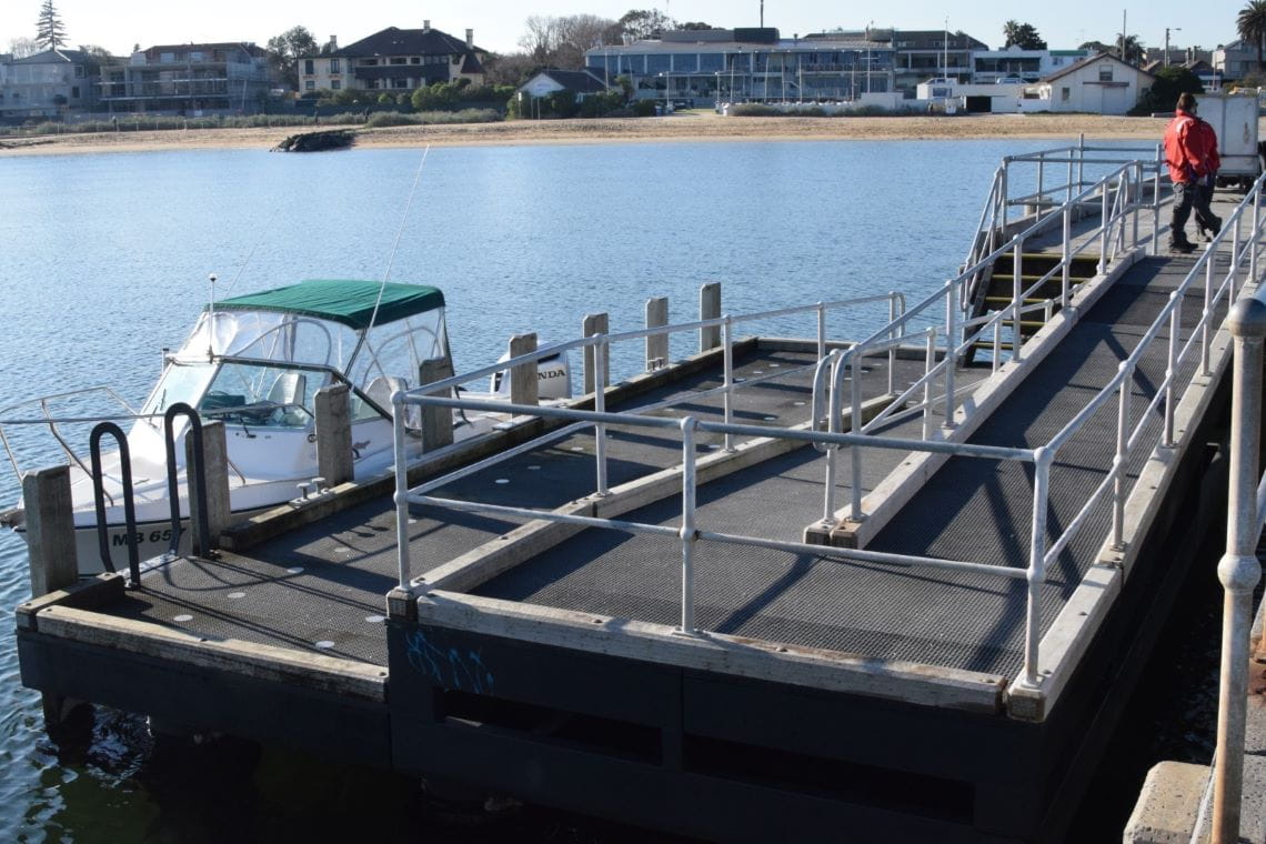 The low landing at Middle Brighton pier, close to the water