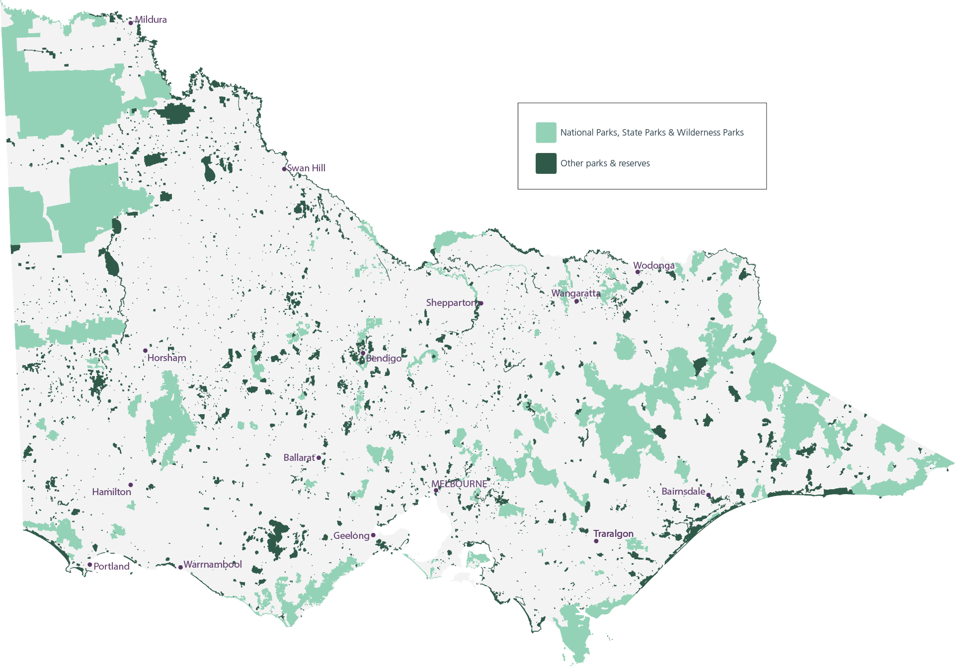 A map of all Nature Conservation Reserves across Victoria
