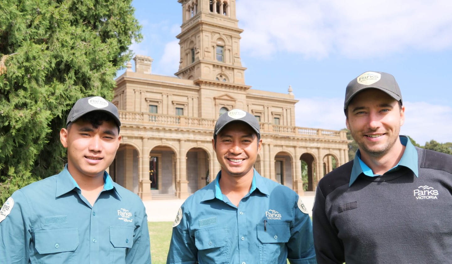 Werribee Park rangers Nay Kaw, Hsar Ju and Daniel Grimshaw