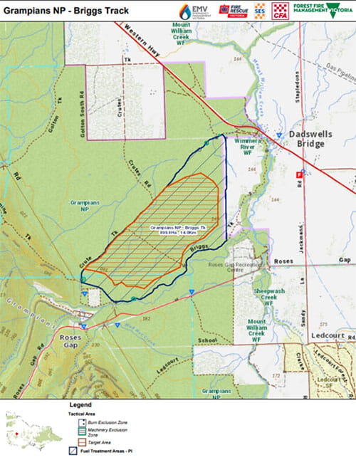 Map of scheduled planned burns in Grampians National Park