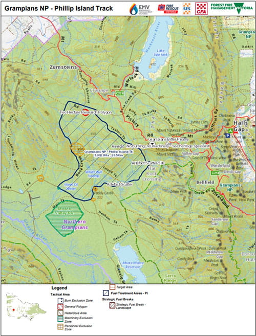 Map of scheduled planned burns in Grampians National Park