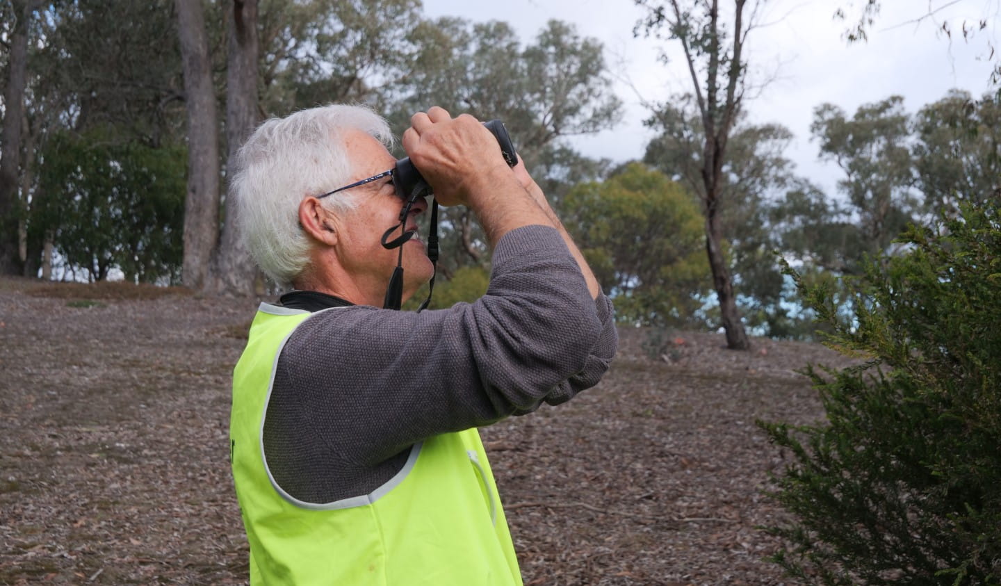 Peter with binoculars
