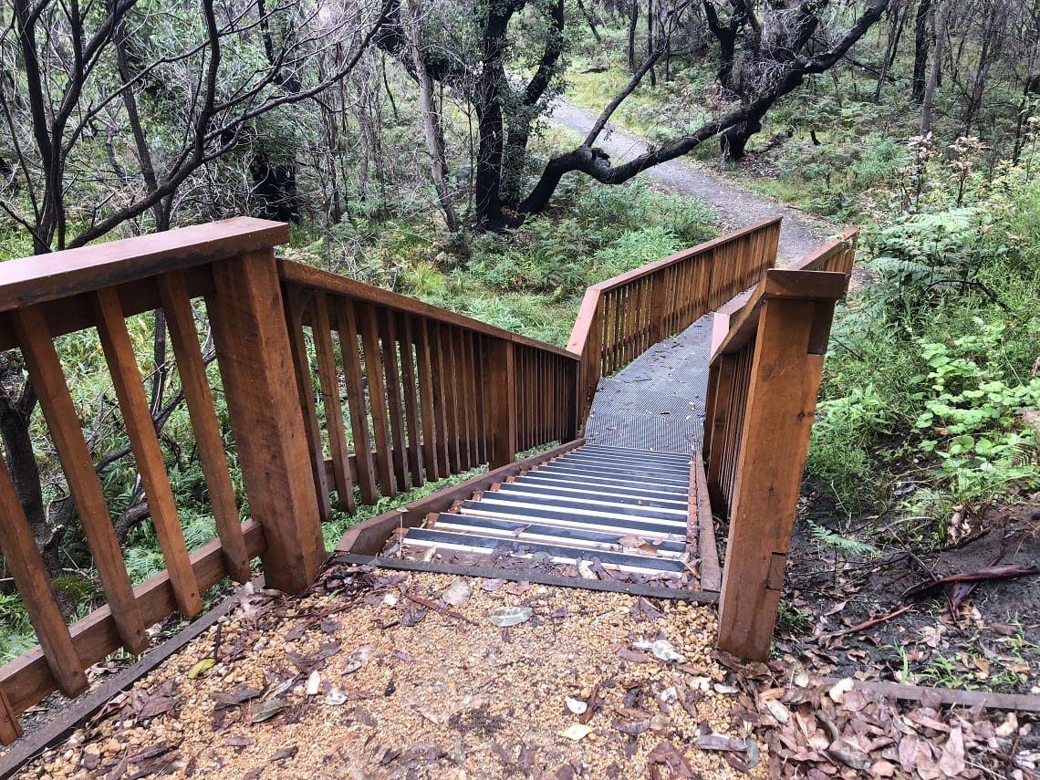 Steps rebuilt at Cape Conran following the bushfires of 2019-20
