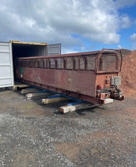The State Coal Mine drift car, a tram-like red vehicle