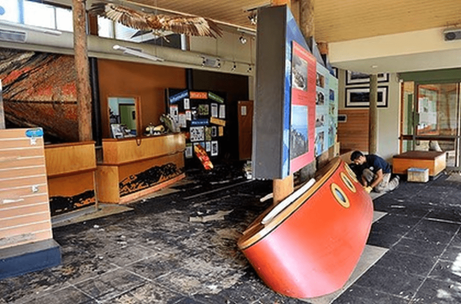 A badly damaged interior