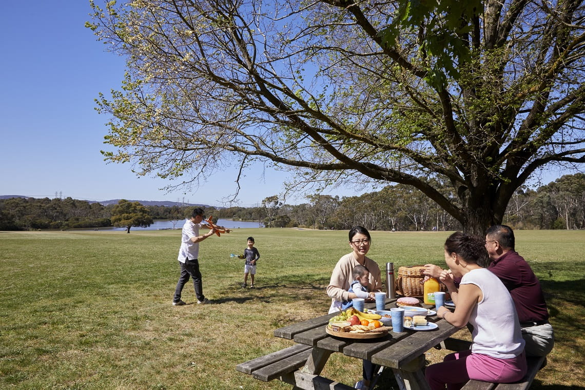 Family picnicking at Jells Park