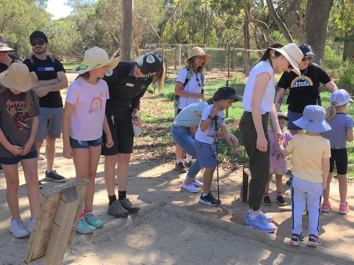 Children with low vision taking part in outdoor activities