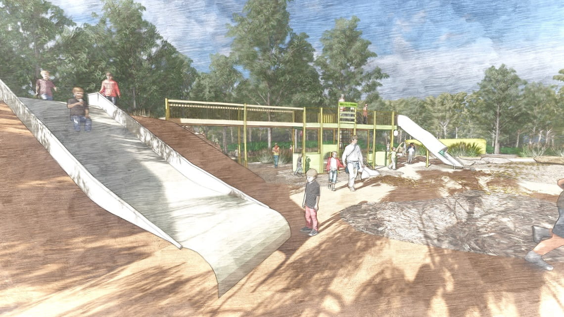 Wattle Park upgrades play mound with slide artist's impression