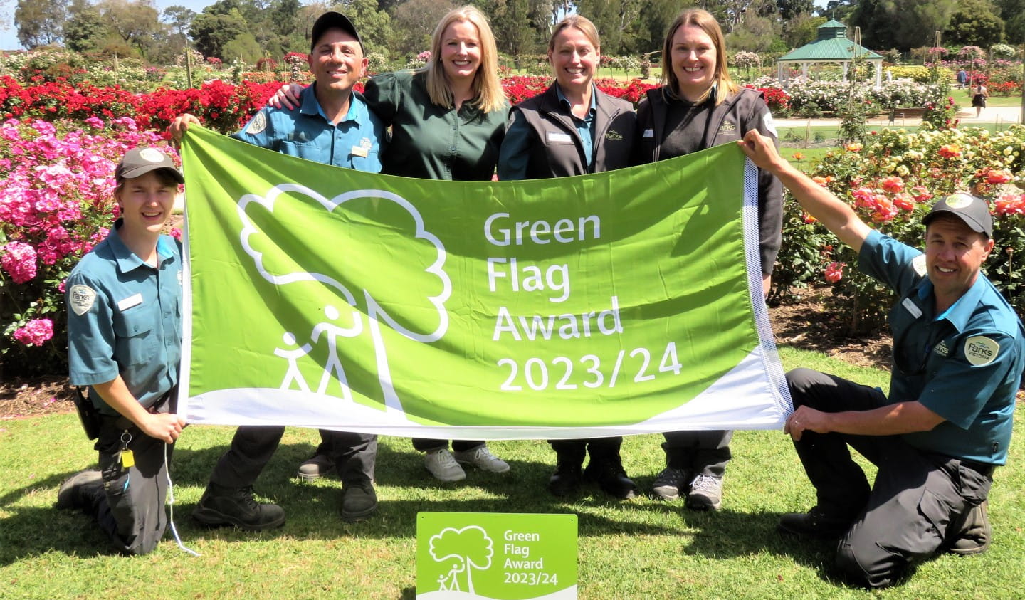 Werribee Park staff celebrate being awarded a Green Flag Award.