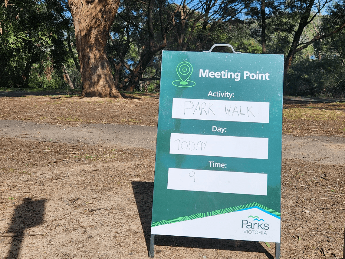 A frame sign placed in front of footpath