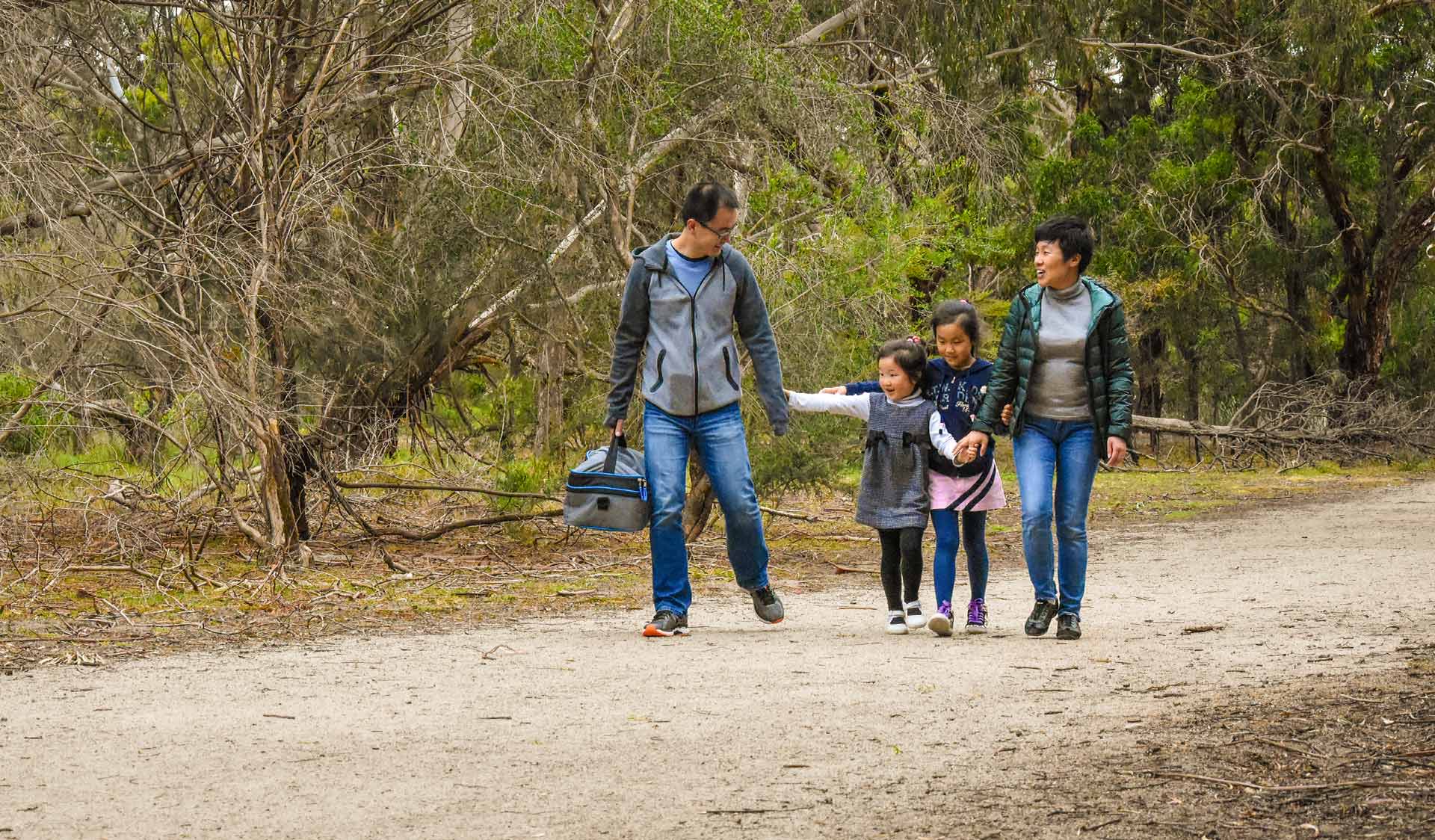 A family walk in Braeside Park.