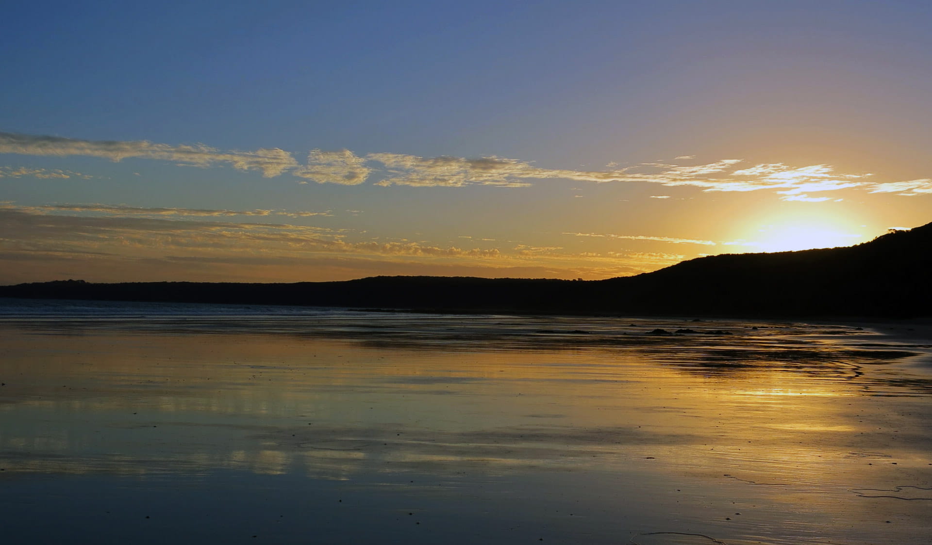 The sun sets over the water near Cape Liptrap.
