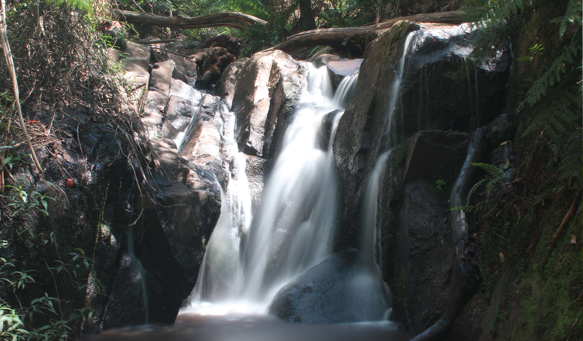 Water cascades over Olinda Falls