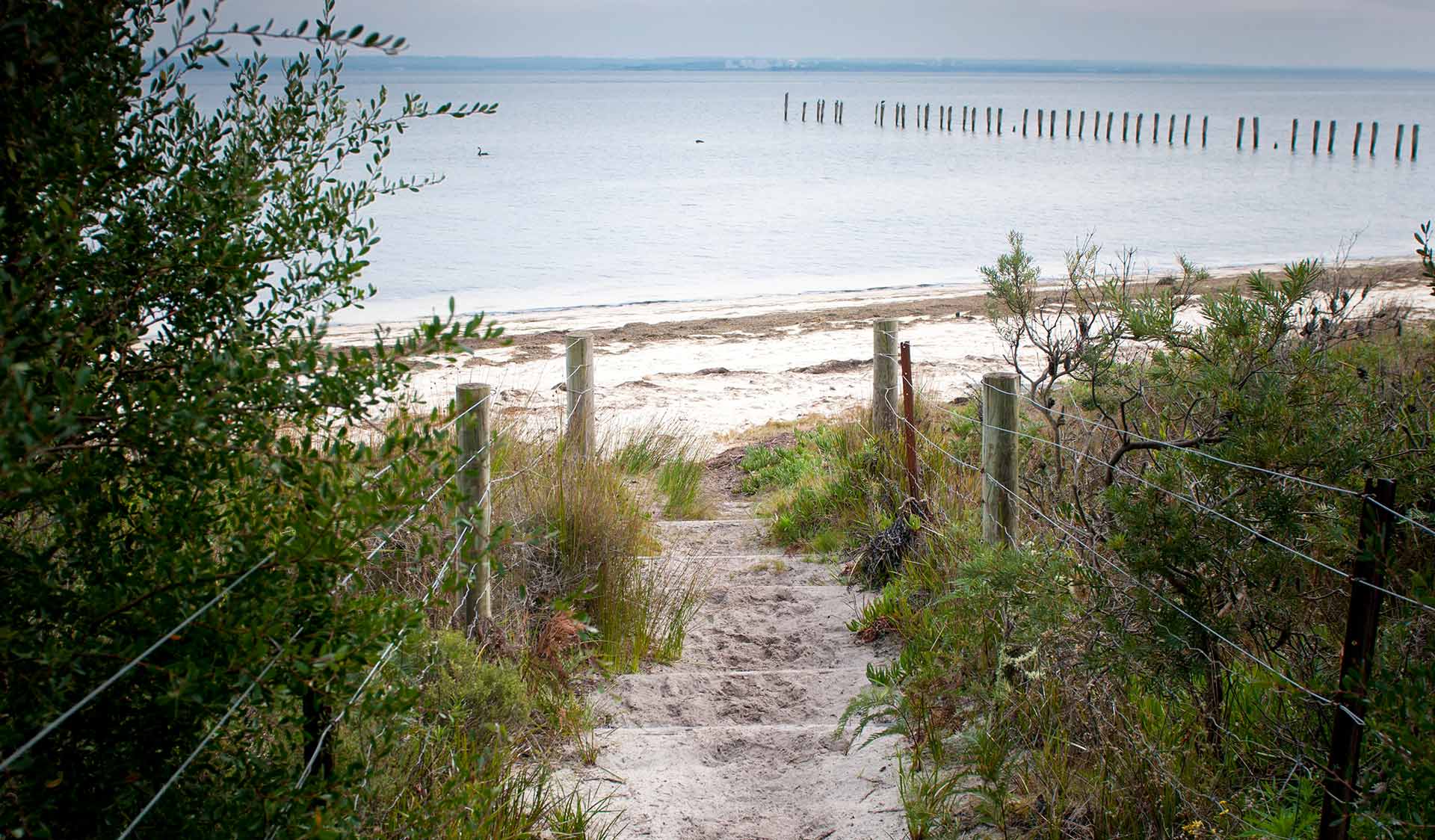 The path down to Fairhaven Beach.