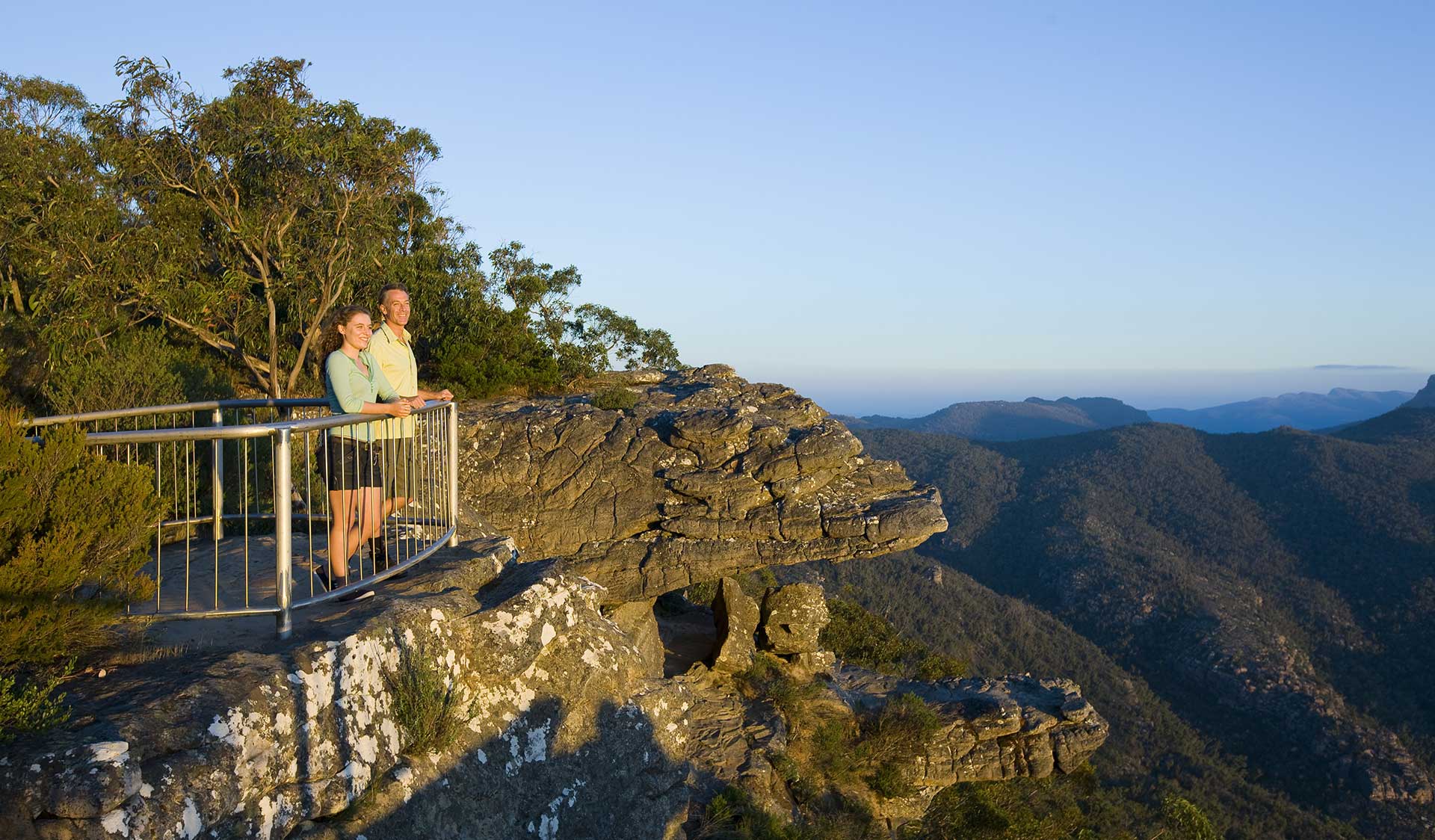 A couple take in the views from Reeds Lookout