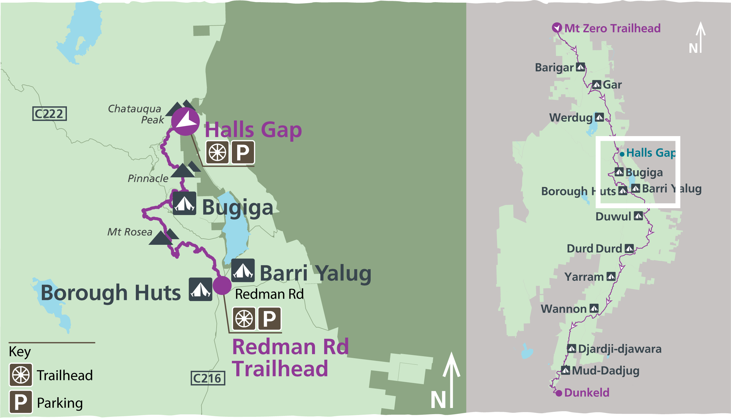 Grampians Peaks Trail Map of the Bugiga and Barri multi day hike