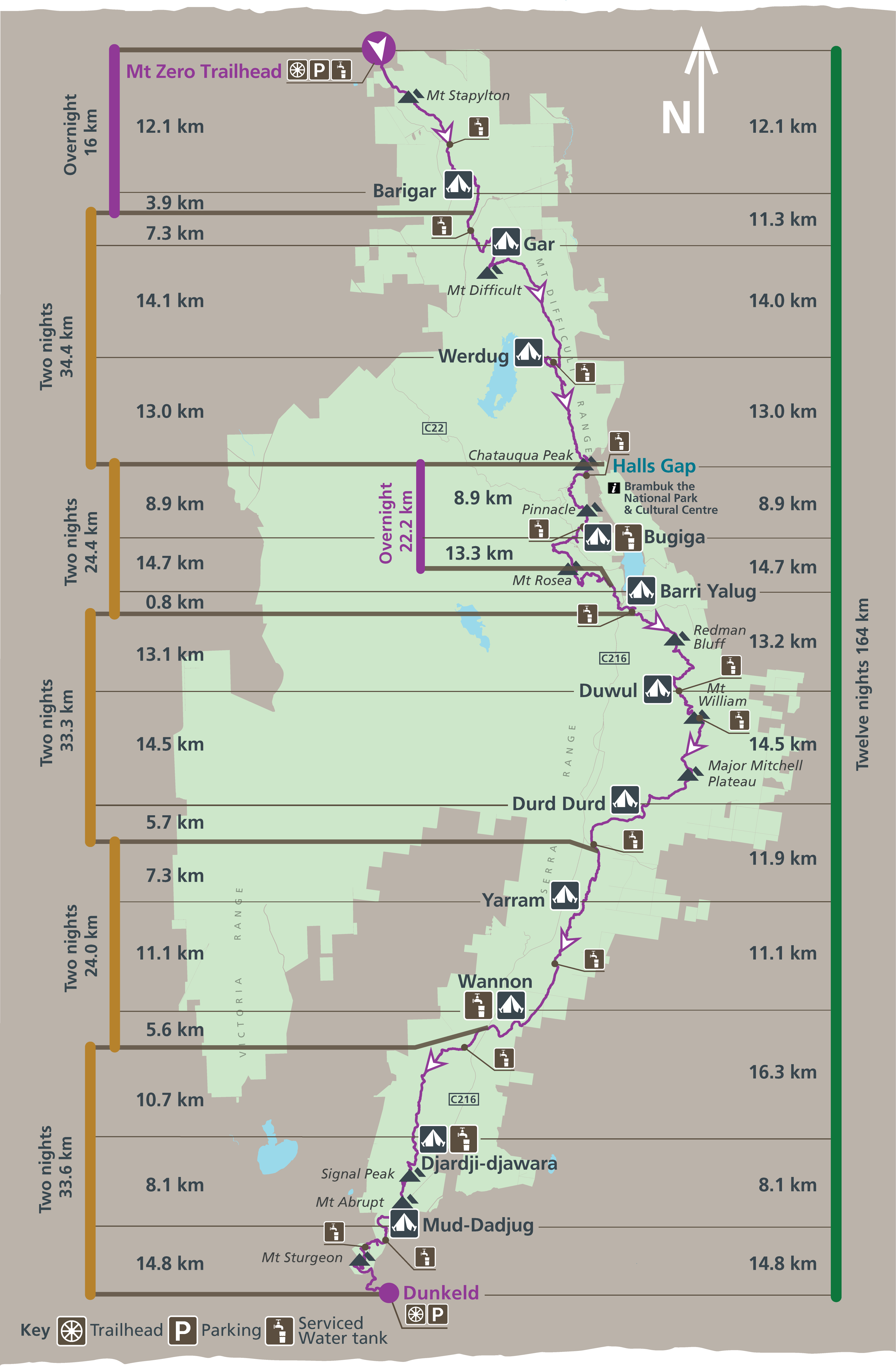 Grampians Walking Trails Map Full Grampians Peaks Trail