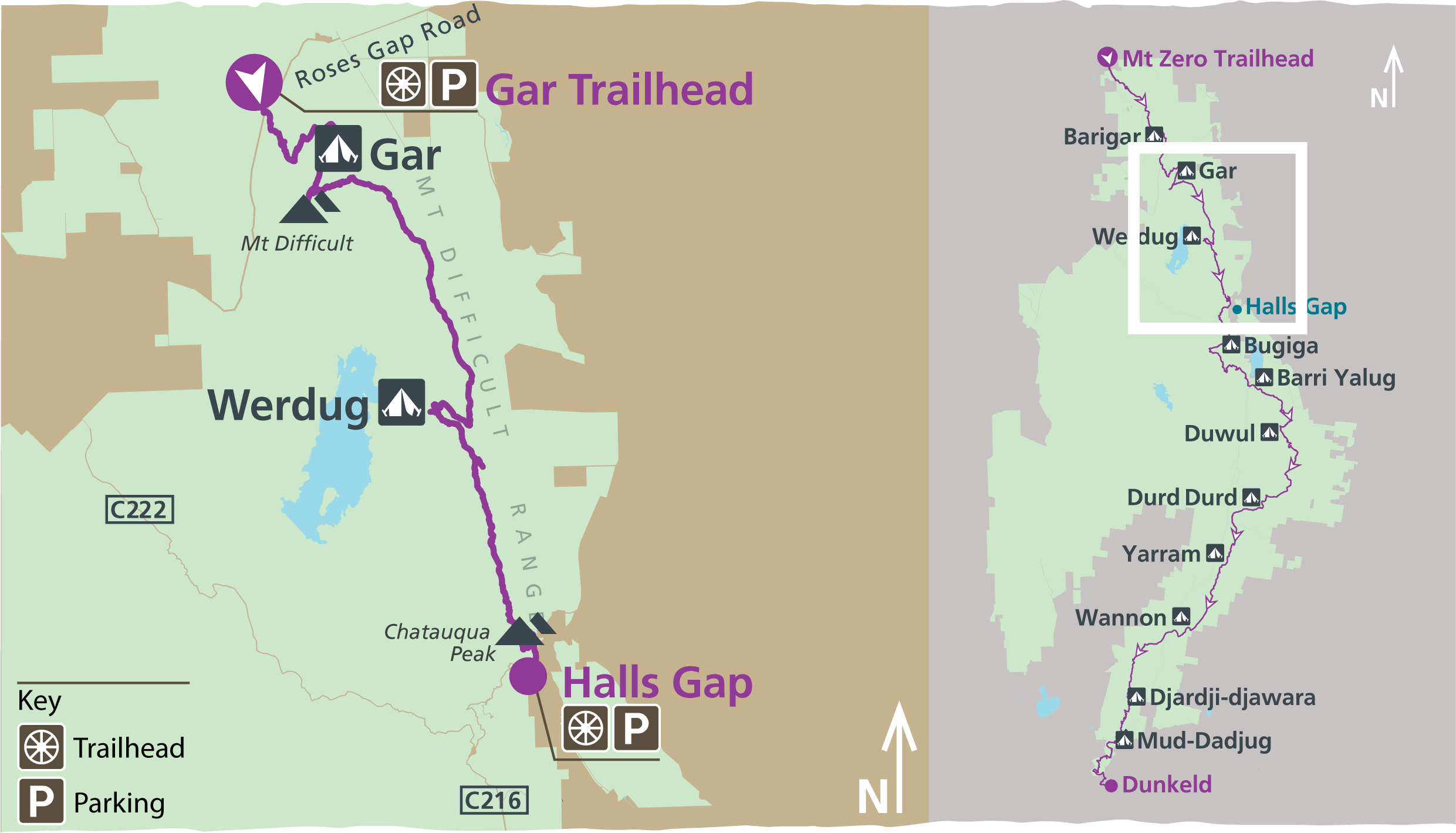 Grampians Peaks Trail - Northern 3 day hike maps - Gar and Werdug multi-day hike