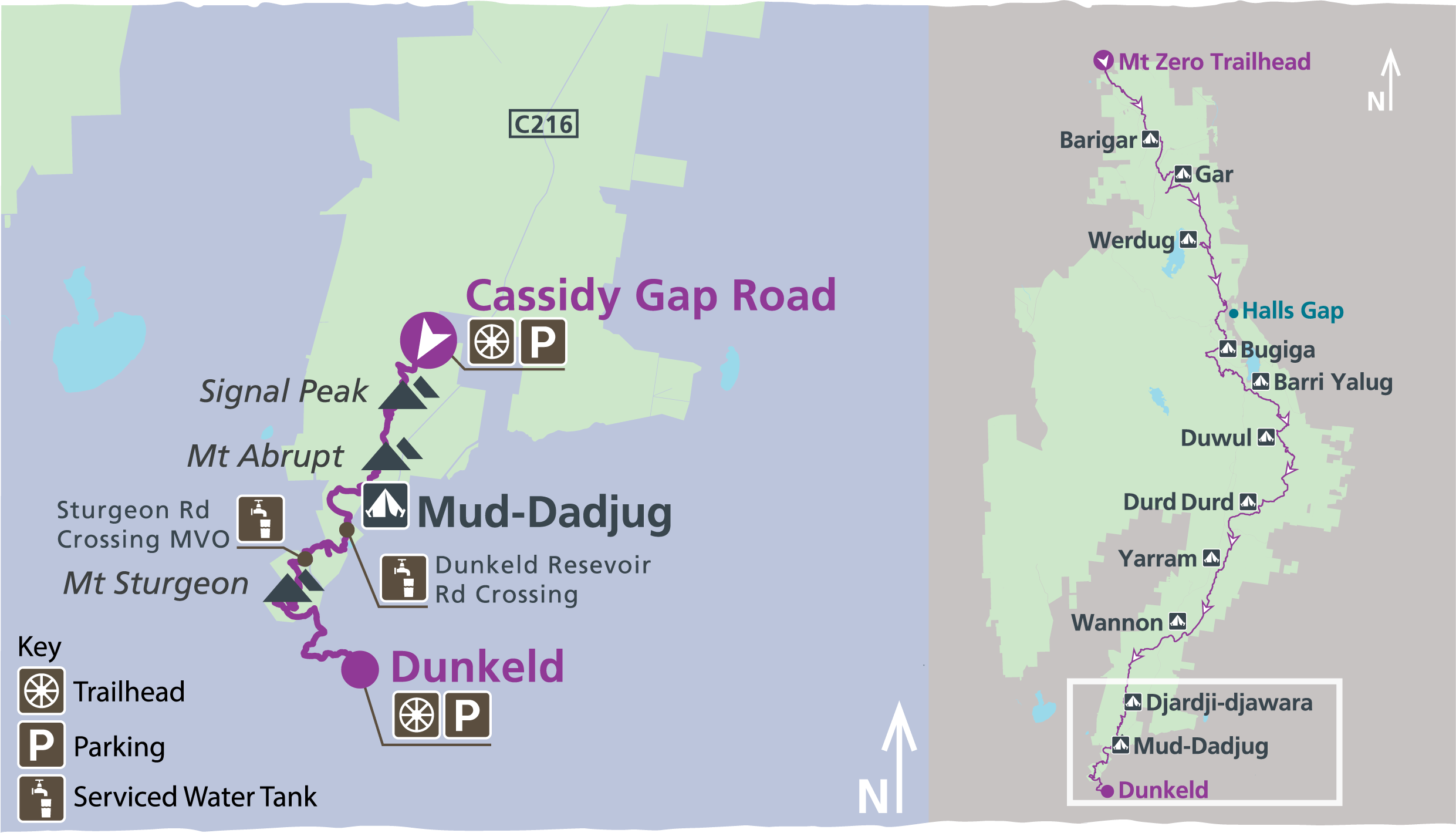 Map of the Mud-dadjug overnight hike