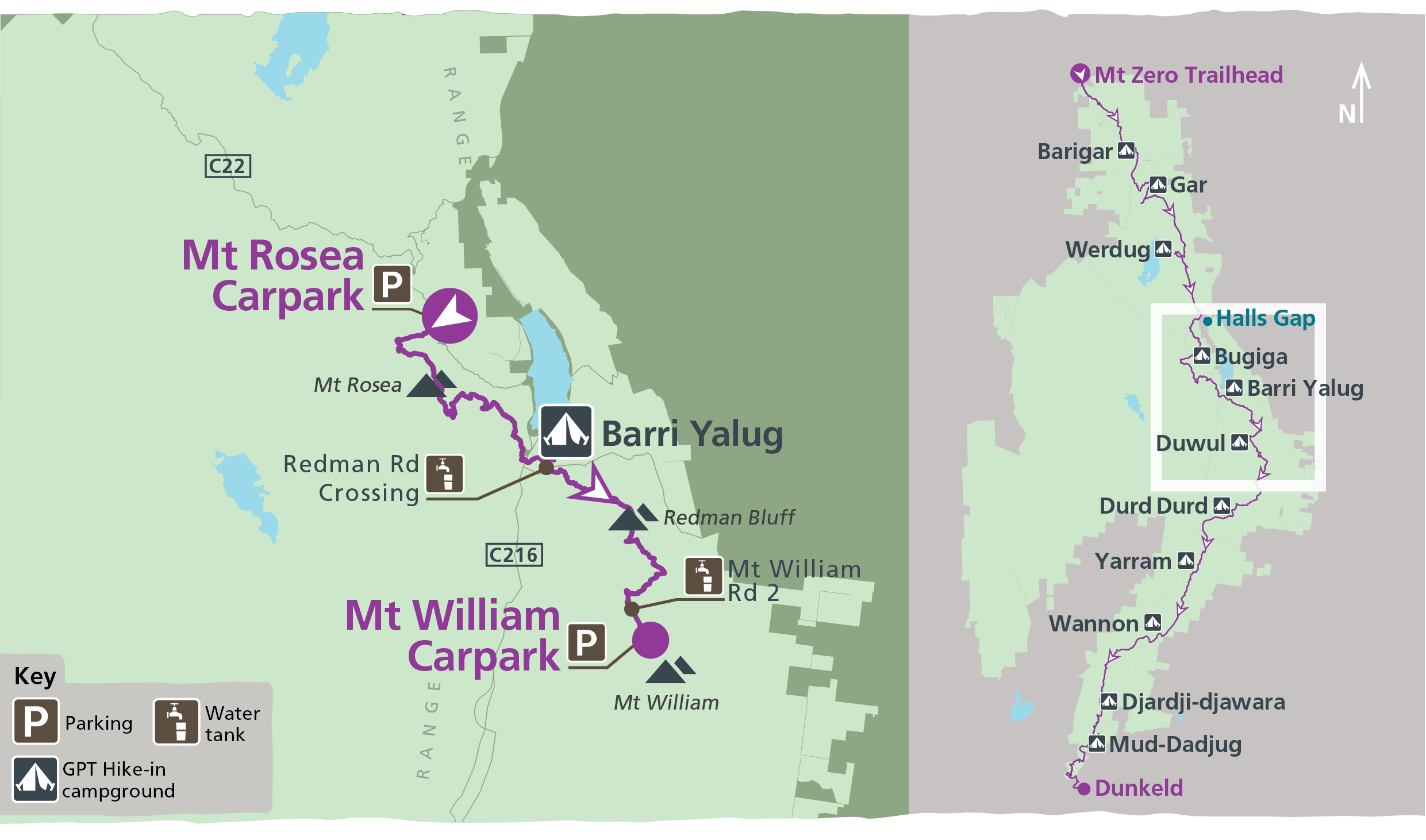 Map of Barri Yalug on the Grampians Peaks Trail