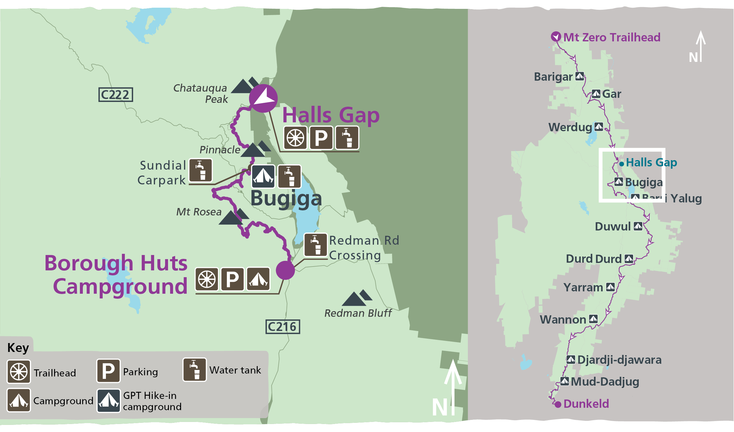 Map of Bugiga on the Grampians Peaks Trail