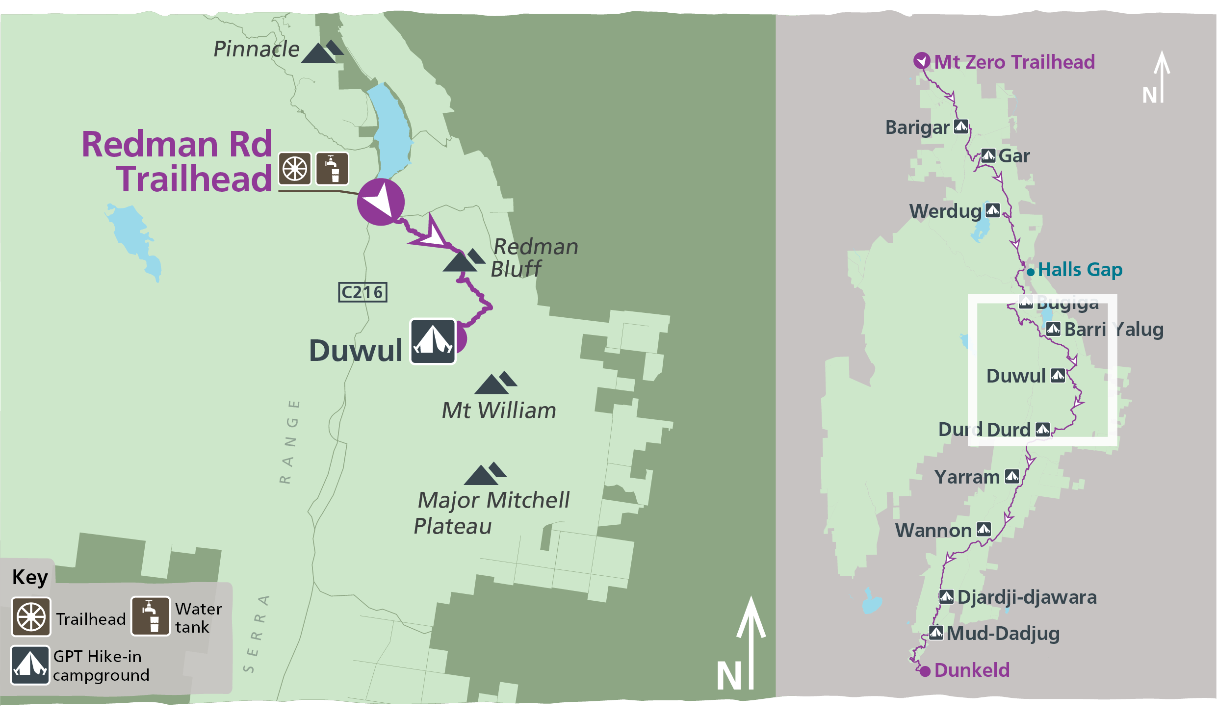 Map of Duwul on the Grampians Peaks Trail