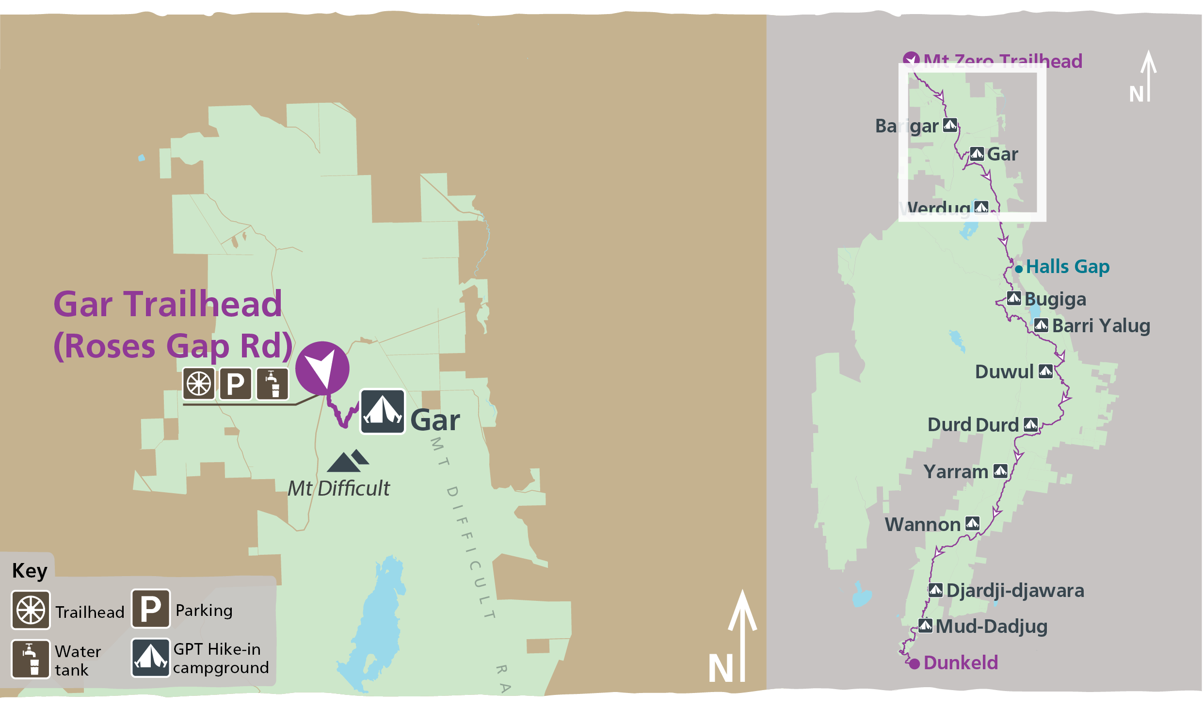 Map of Gar on the Grampians Peaks Trail