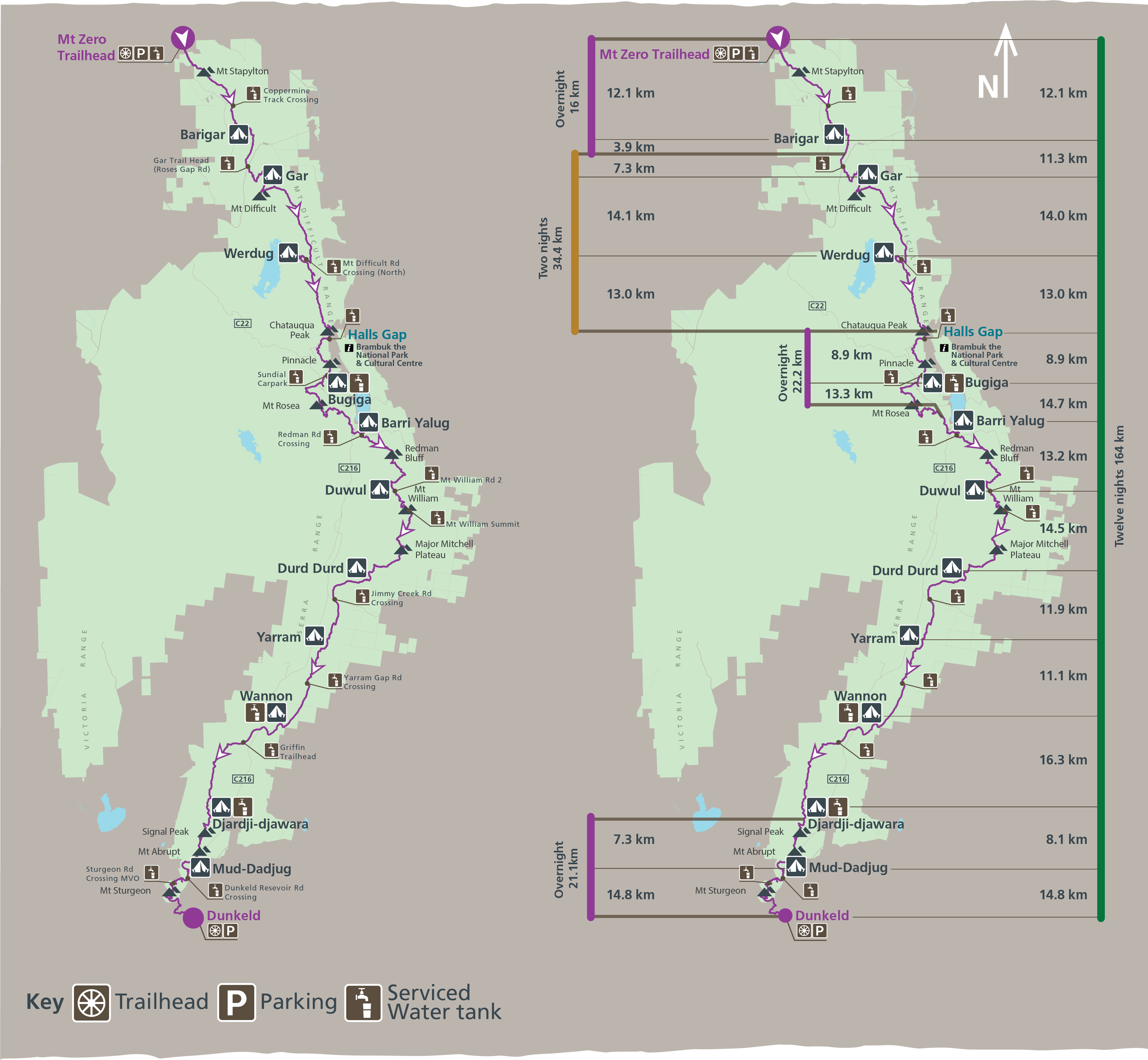 Map of the full Grampians Peaks Trail
