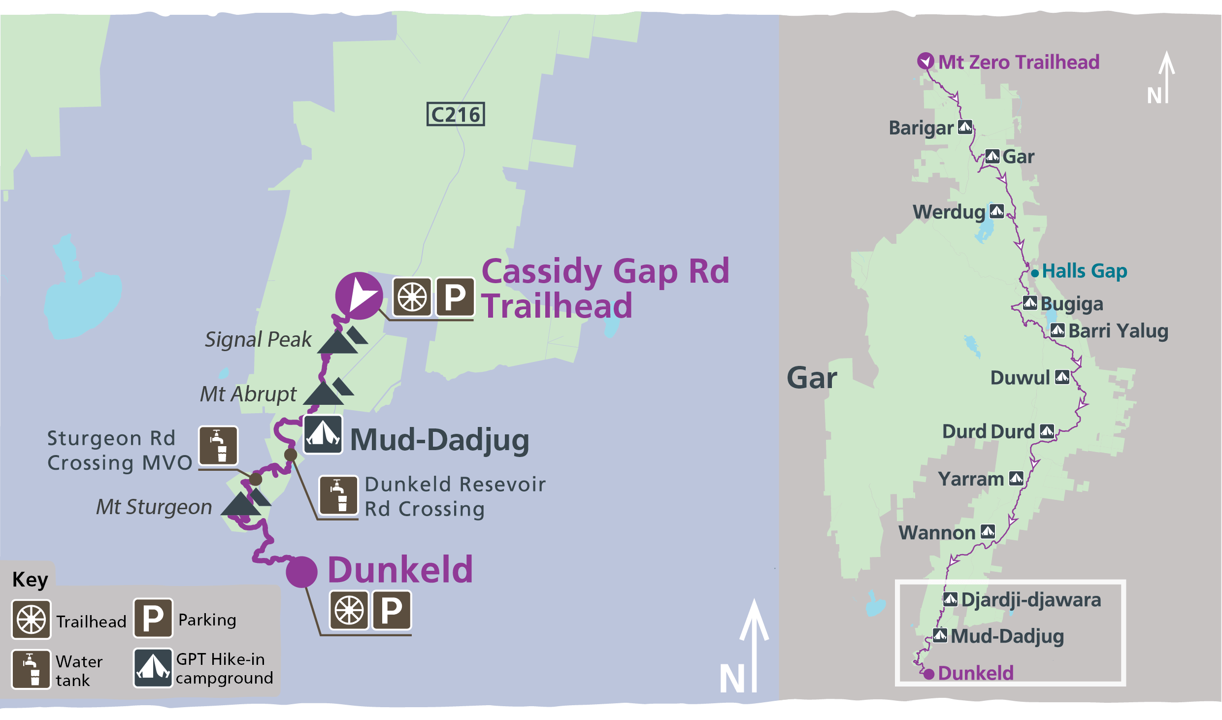 Map of Mud-dadjug on the Grampians Peaks Trail