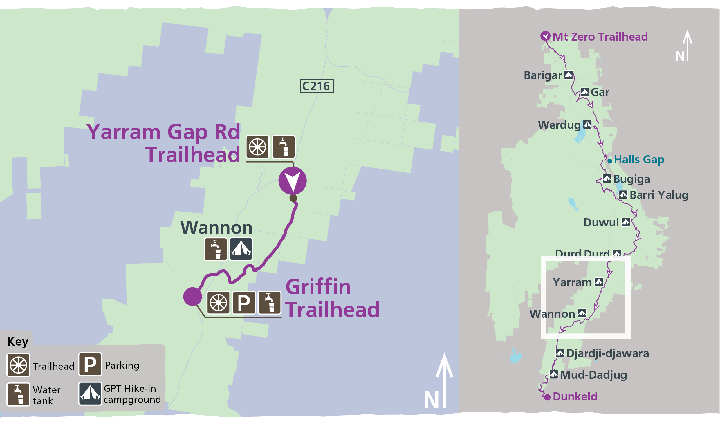 Map of Wannon on the Grampians Peaks Trail