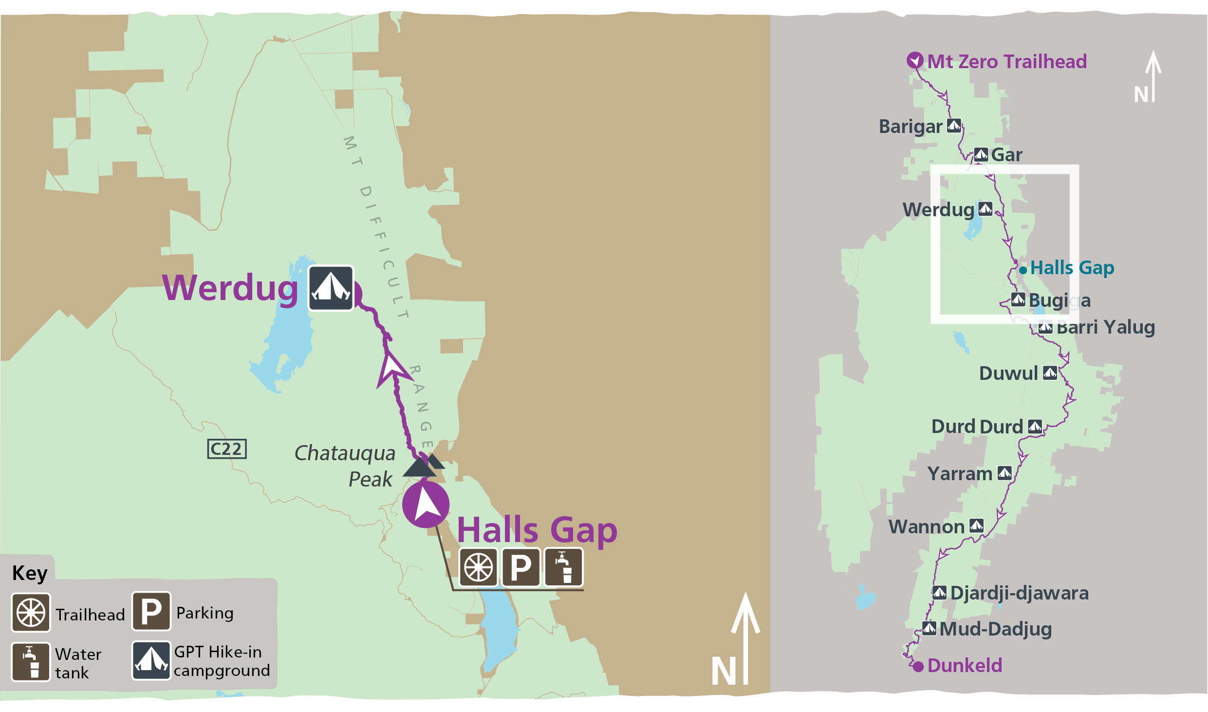 Map of Werdug on the Grampians Peaks Trail