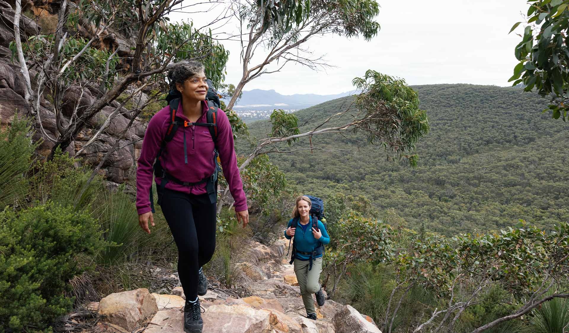 Hiking up the lower sections of the Signal Peak in the Southern Grampians