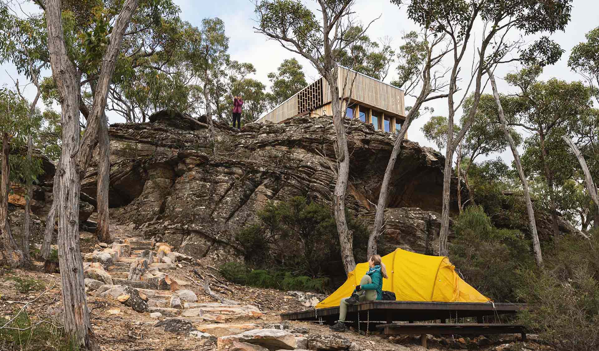 A tent set up below the communal shelter at Djardji-Djawara Hiker camp on southern section 2 of the GPT