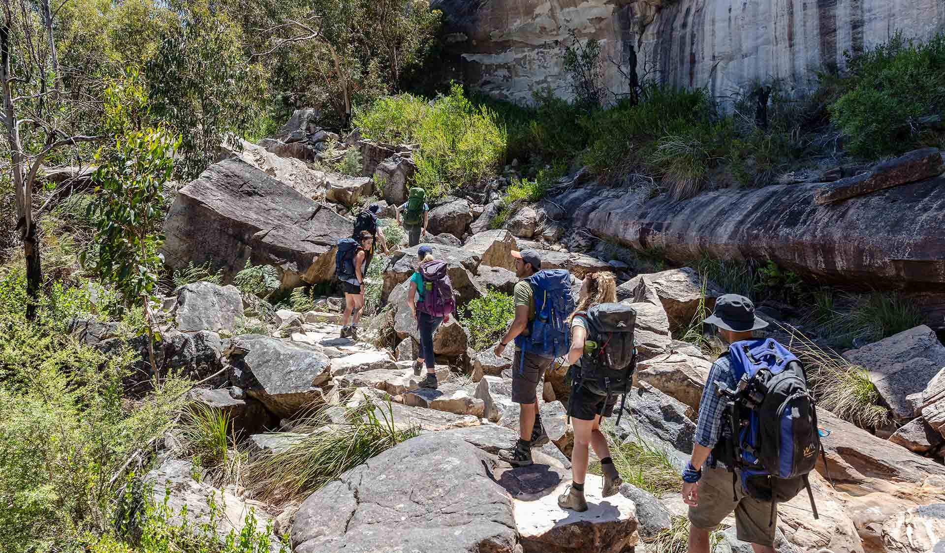 A group of hikers in the Northern section of the Grampians Peaks Trail