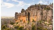 The view of the rock formations at Hollow Mountain in the Grampians National Park. 