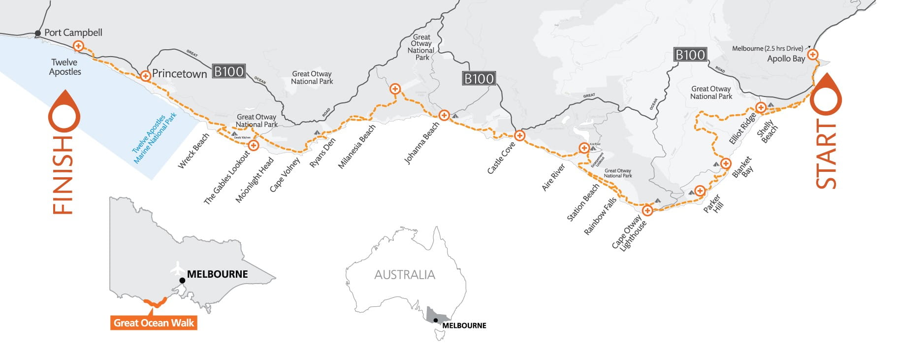 A map of the Great Ocean Walk