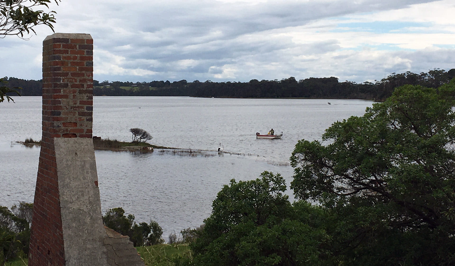 Fishing and boating at the Glasshouse camping area in Lake Tyers State Park