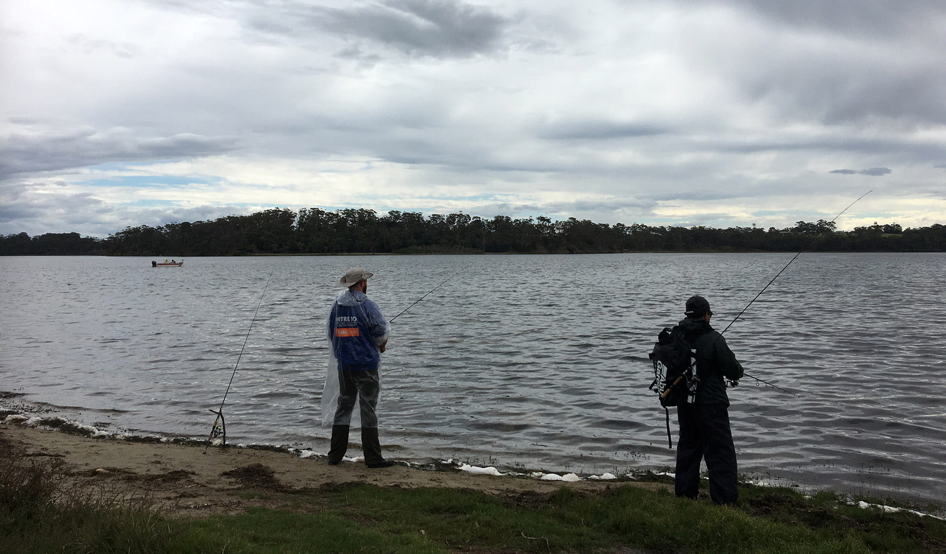 Fishing at the Glasshouse camping area in Lake Tyers State Park