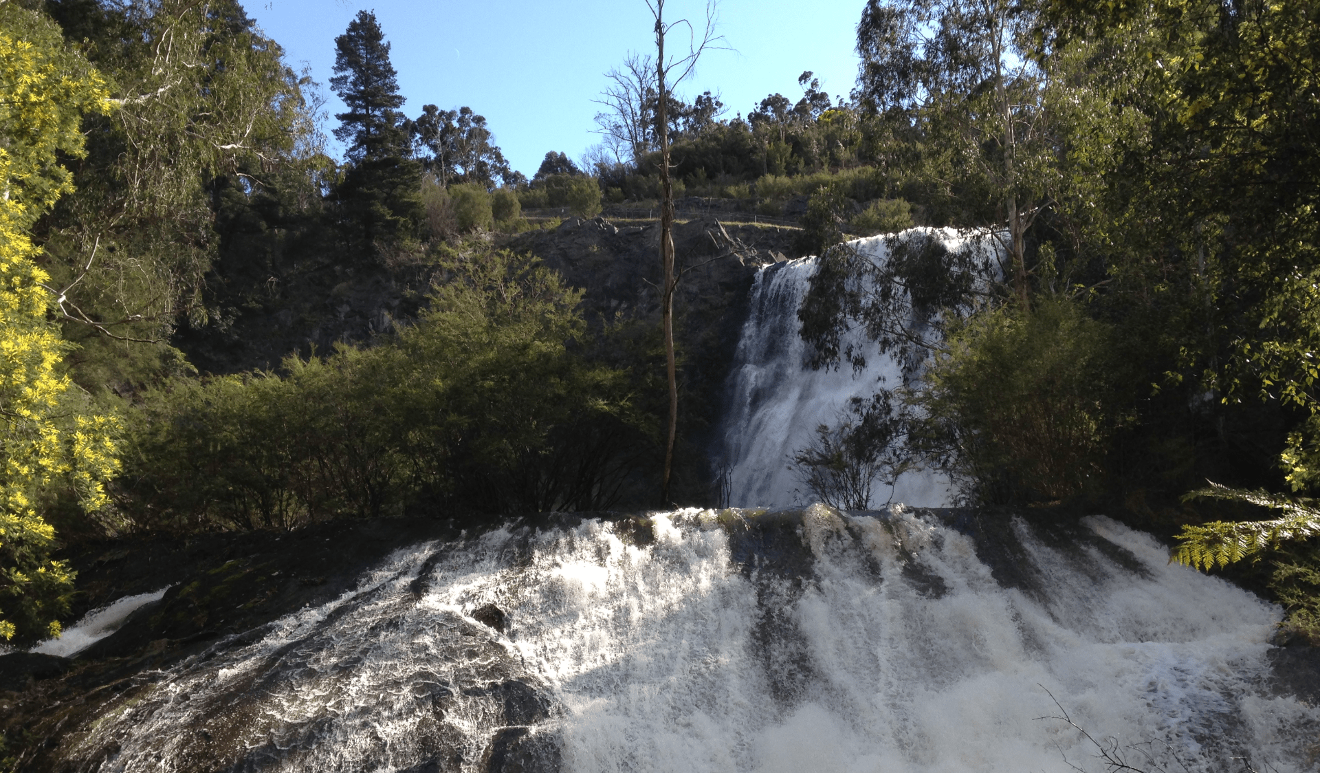 The spillway waterfall in Maroondah Reservoir Park
