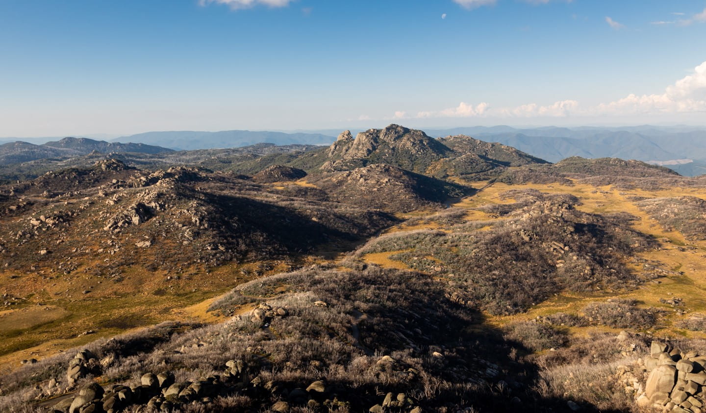 The view of Mount Buffalo from The Horn.