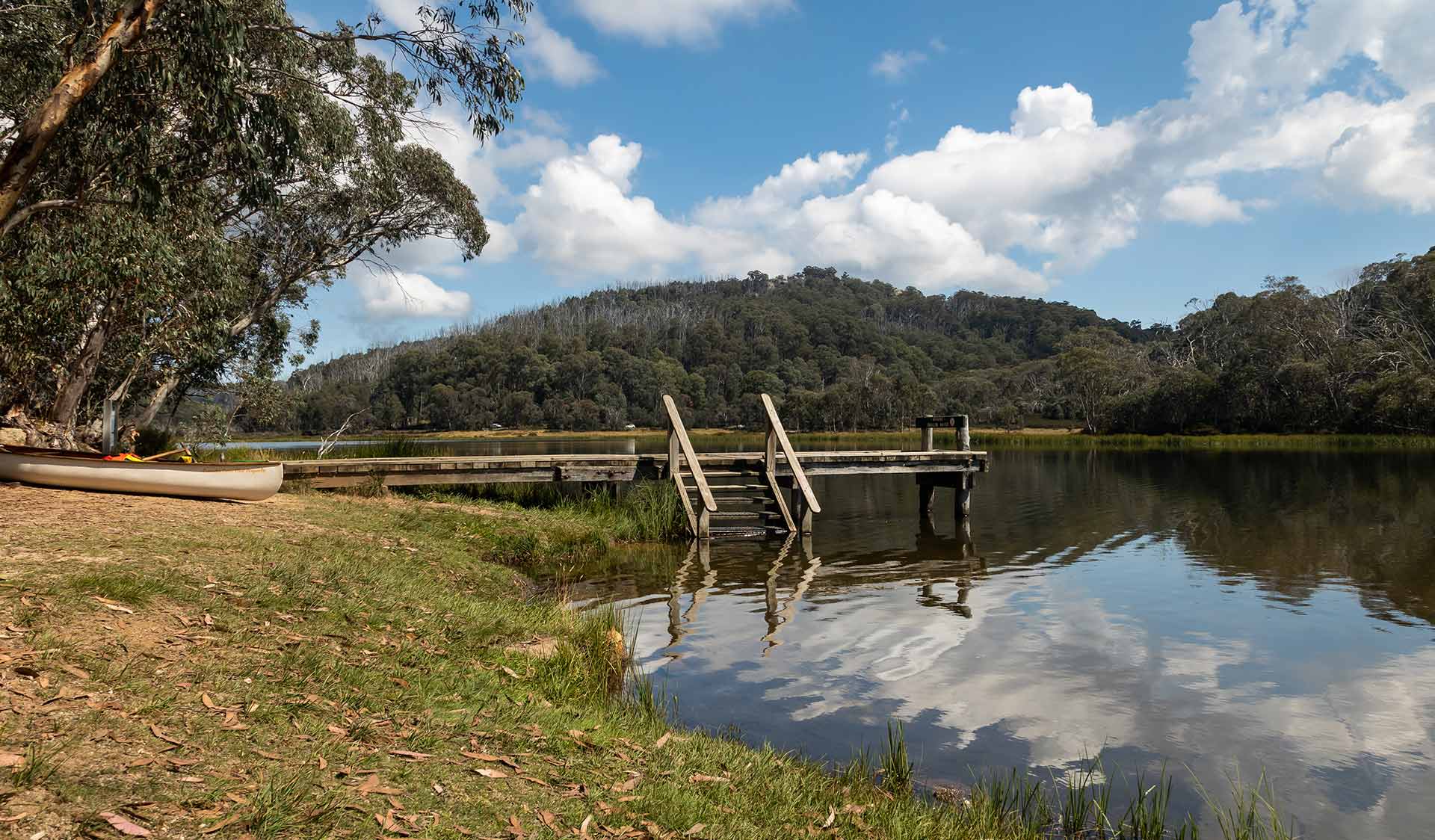 The jetty at Lake Catani near the campground at Mount Buffalo National Park