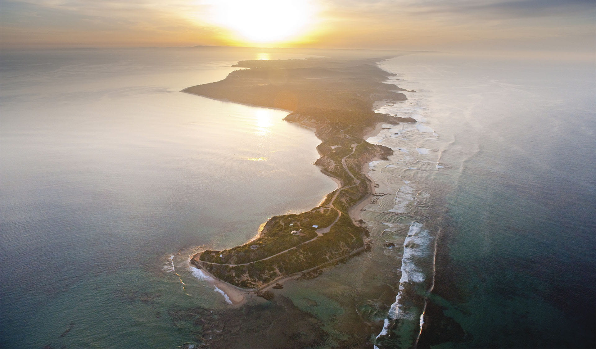 Sunrise looking east over Point Nepean and the Heads